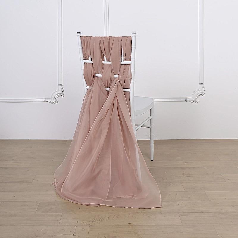 5 pcs Premium Chiffon Wide Chair Sashes - Dusty Rose SASHP_24_080