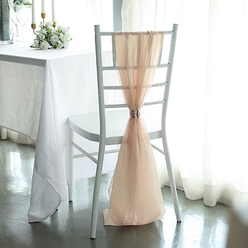 5 pcs Premium Chiffon Wide Chair Sashes SASHP_24_NUDE