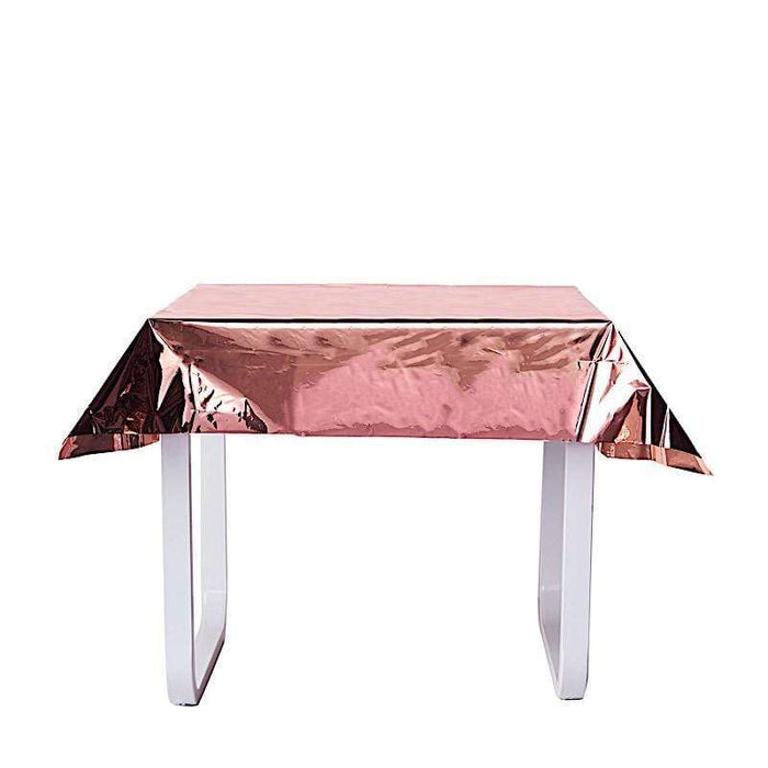 50" x 50" Square Metallic Disposable Plastic Tablecloth - Rose Gold TAB_FOL_01_50X50_054