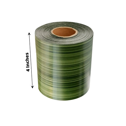 50 yards 4" Satin Ribbon with Two Sided Ti Leaf Pattern - Green RIB_LEAF_003_50_GRN