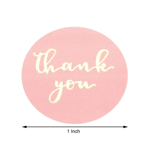 500 Thank You 1" Round Self Adhesive Stickers Roll - Blush with Gold STK_THKS_008_1_046