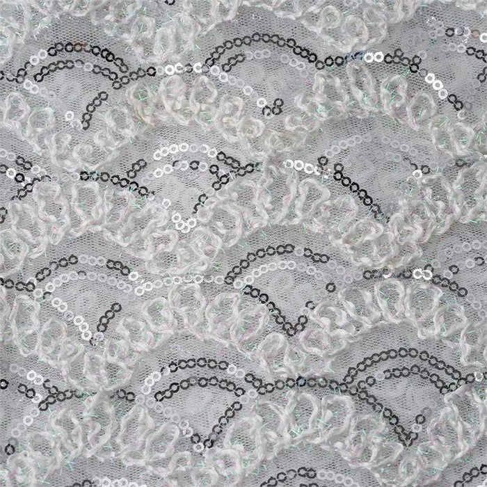 54" x 4 yards Tulle Fabric Bolt with Sequins and Lace - White FAB_5433_WHT