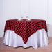 54" x 54" Checkered Gingham Polyester Tablecloth - Black and Red TAB_CHK5454_BLKRED