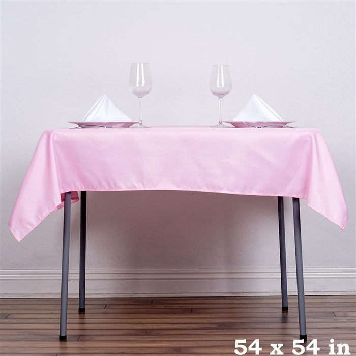 54" x 54" Polyester Square Tablecloth - Pink TAB_SQUR_54_PINK_POLY