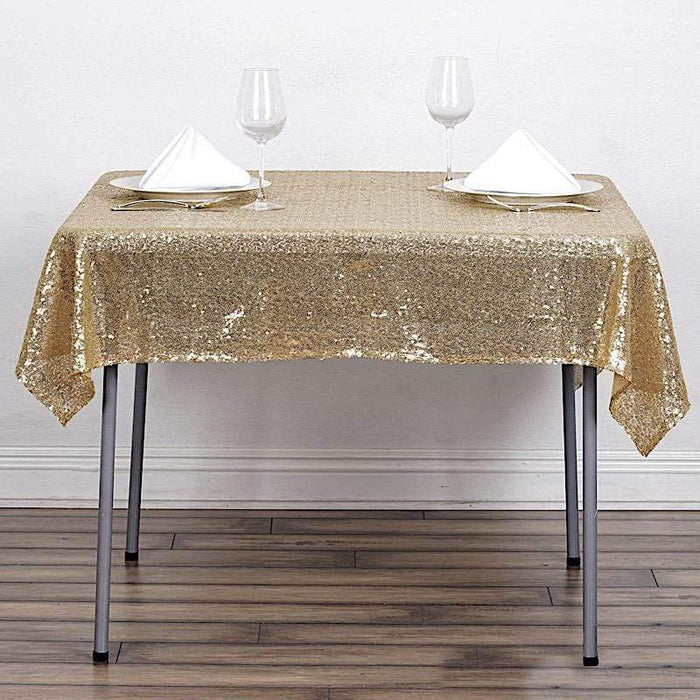 54x54" Sequined Square Tablecloth - Champagne TAB_02_5454_CHMP