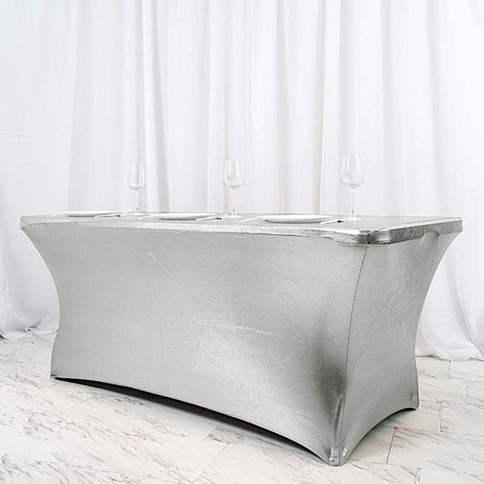 6 ft Fitted Spandex Tablecloth Metallic Table Cover