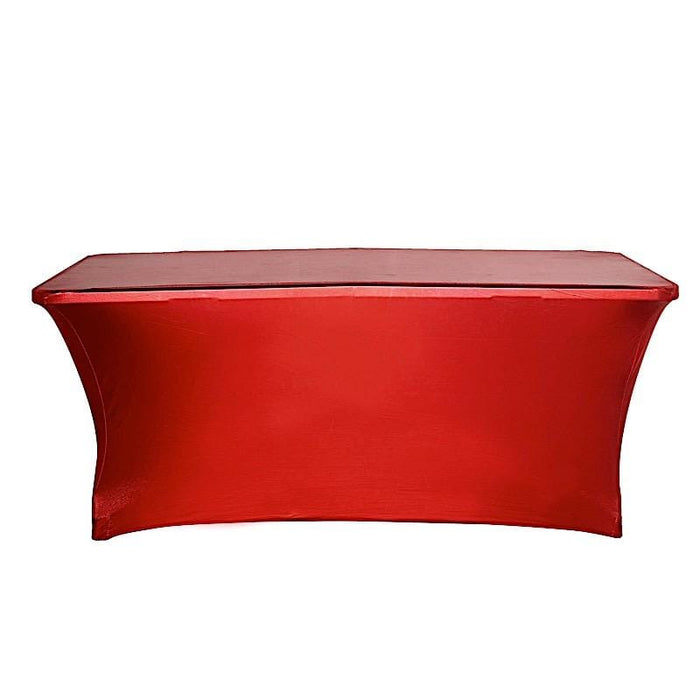 6 ft Fitted Spandex Tablecloth Metallic Table Cover - Red TAB_REC_SPX6FT_22_RED