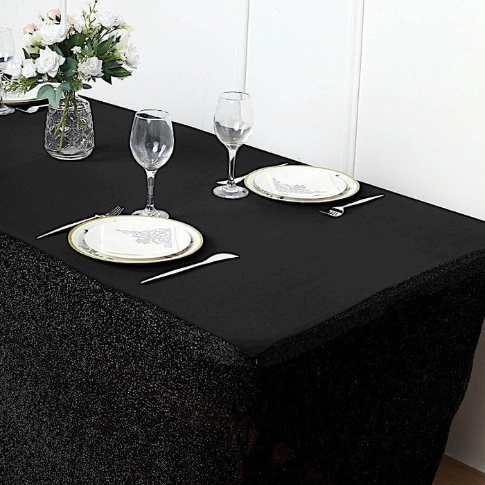 6 ft Fitted Spandex Tablecloth Ruffled Metallic Table Cover