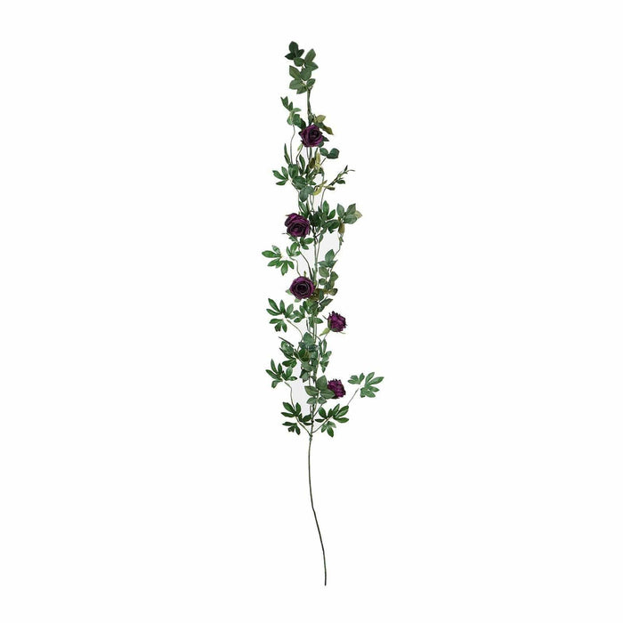 6 ft long 5 Silk Rose Flowers Garland with Leaves and Bendable Wire Vines ARTI_GRLD_RS02_PURP