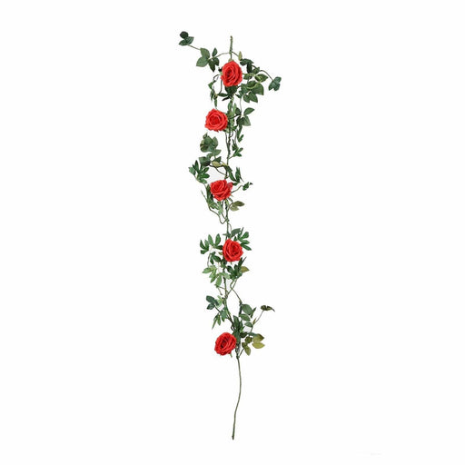 6 ft long 5 Silk Rose Flowers Garland with Leaves and Bendable Wire Vines ARTI_GRLD_RS02_RED