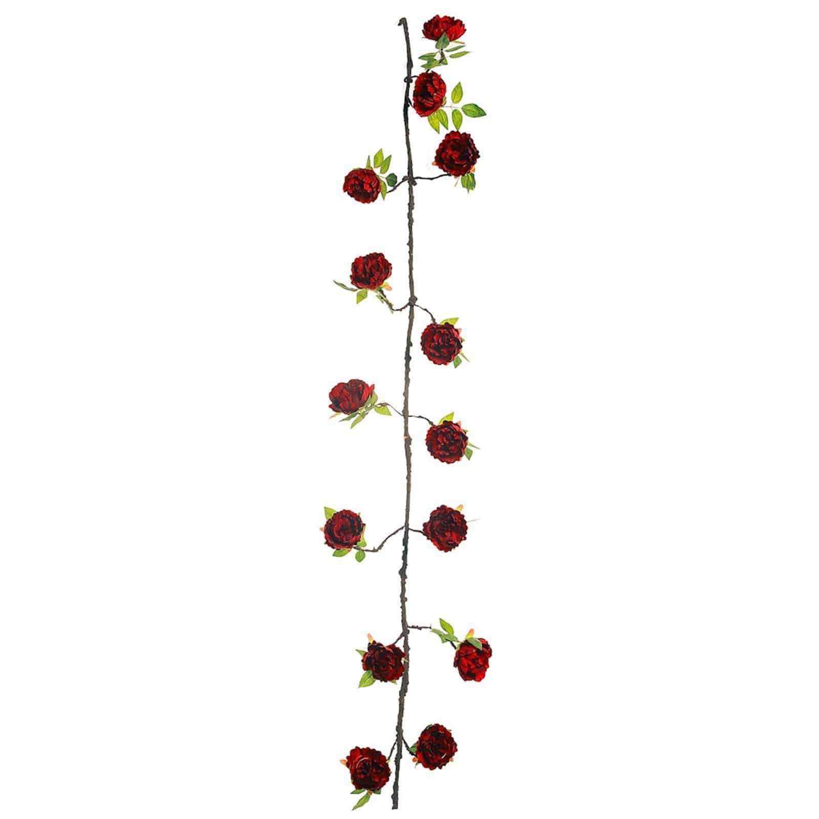 6 ft long Silk Peony Flowers Garland with Leaves and Bendable Wire Vines ARTI_GRLD_PEY01_059