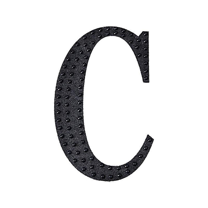 6" tall Letter "C" Self-Adhesive Rhinestones Gem Sticker - Black DIA_NUM_GLIT6_BLK_C