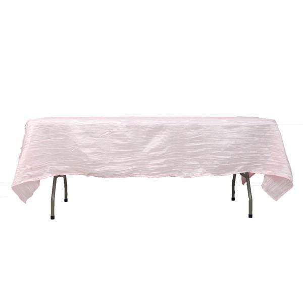 60" x 102" Accordion Metallic Crinkled Taffeta Rectangular Tablecloth - Pink TAB_ACRNK_60102_PINK