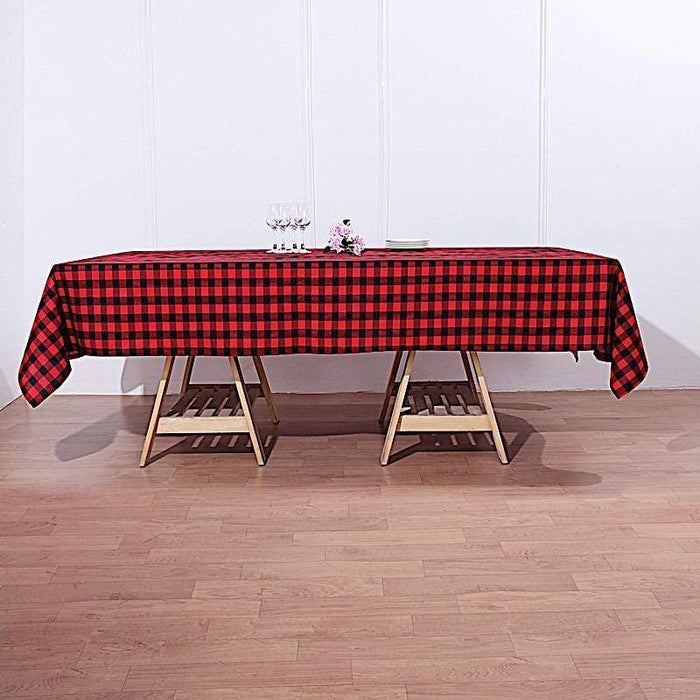 60" x 102" Checkered Gingham Polyester Tablecloth