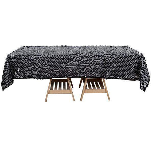 60"x102" Large Payette Sequin Rectangular Tablecloth - Black TAB_71_60102_BLK
