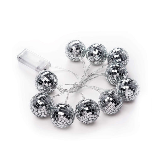 72" LED Disco Mirror Balls Battery Operated String Lights Garland - Cool White LEDSTR17_WHT_1