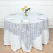 72"x72" Tulle Square Table Overlay with Sequins and Geometric Pattern