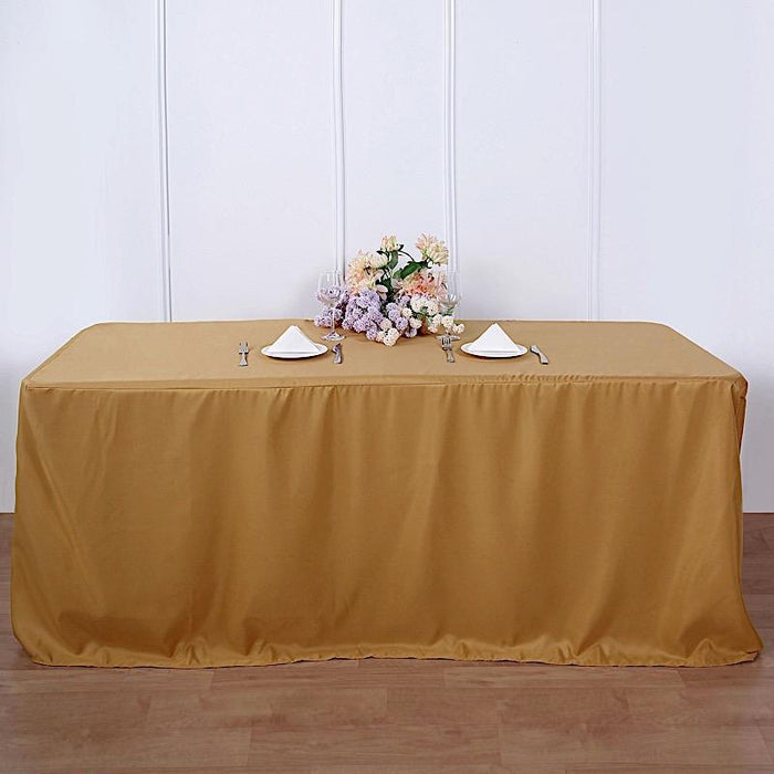 8 ft Fitted Polyester Tablecloth 96" x 30" x 30" - Gold TAB_FIT8_GOLD