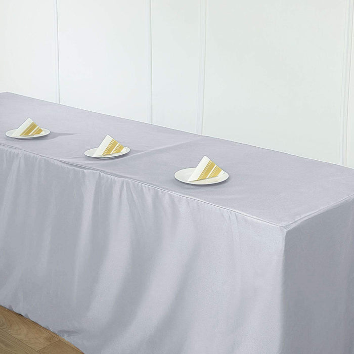 8 ft Fitted Polyester Tablecloth 96" x 30" x 30" - White TAB_FIT8_WHT