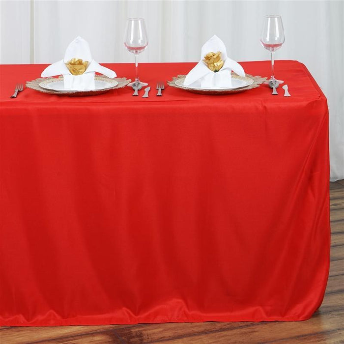 8 ft Fitted Polyester Tablecloth 96" x 30" x 30" TAB_FIT8_RED