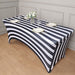 8 ft Fitted Premium Spandex Tablecloth Striped Table Cover - Black and White TAB_REC_SPX8FT_15_BLK