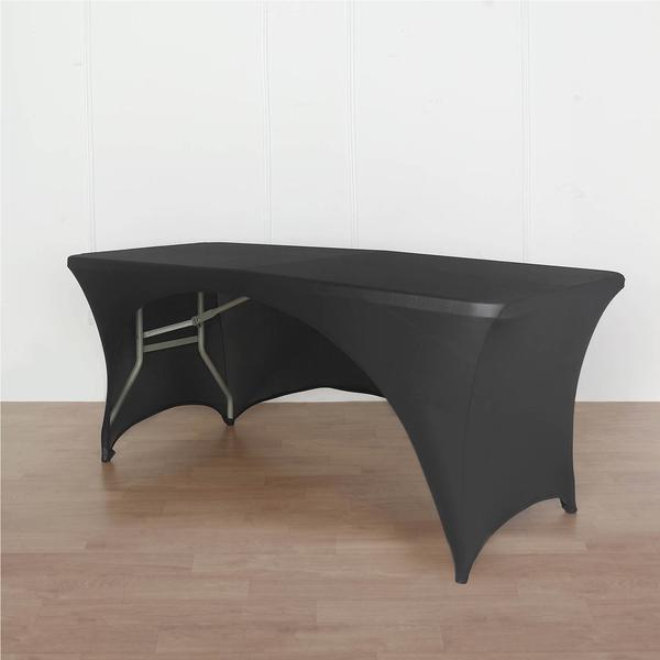 8 ft Fitted Spandex Tablecloth Open Back Rectangular Table Cover - Black TAB_REC_SPX8FT_OPN_BLK