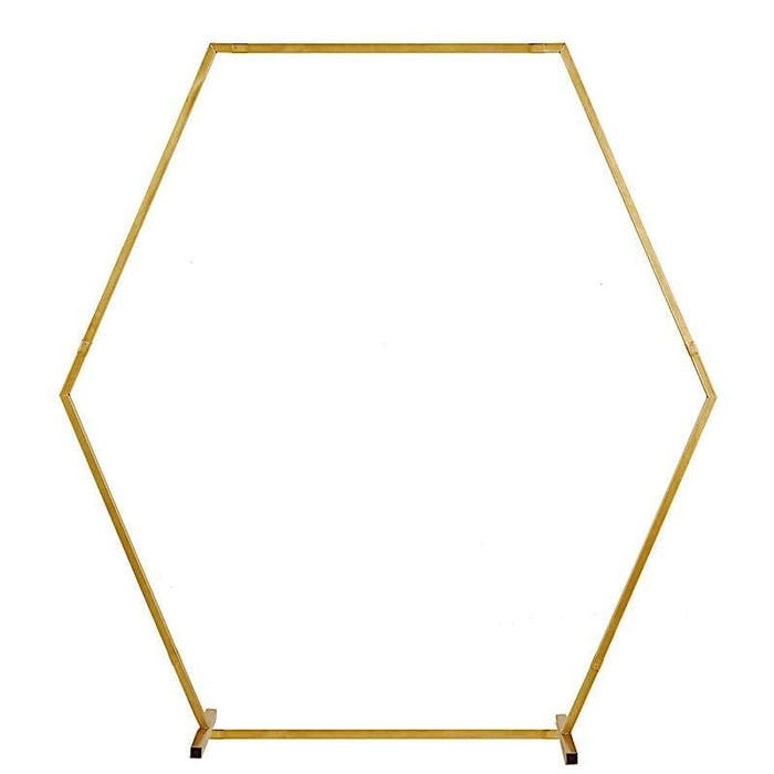 8 ft Hexagon Metal Wedding Arch Backdrop Stand - Gold BKDP_STNDHEX1_GOLD