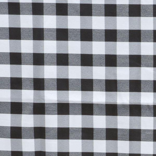 90" Checkered Gingham Polyester Round Tablecloth - Black and White TAB_CHK90_BLK