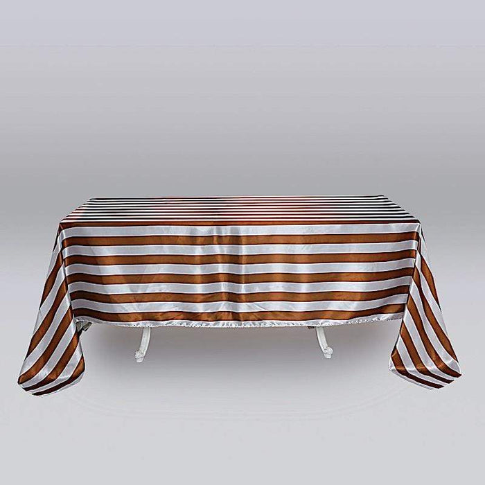90" x 132" Stripes Satin Rectangular Tablecloth TAB_15_90132_GOLD