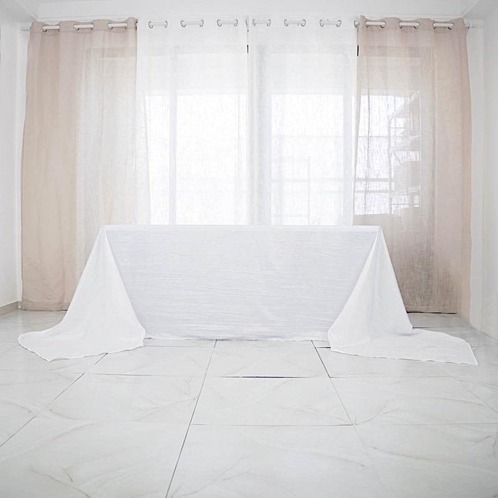 90" x 156" Accordion Metallic Crinkled Taffeta Rectangular Tablecloth - White TAB_ACRNK_90156_WHT