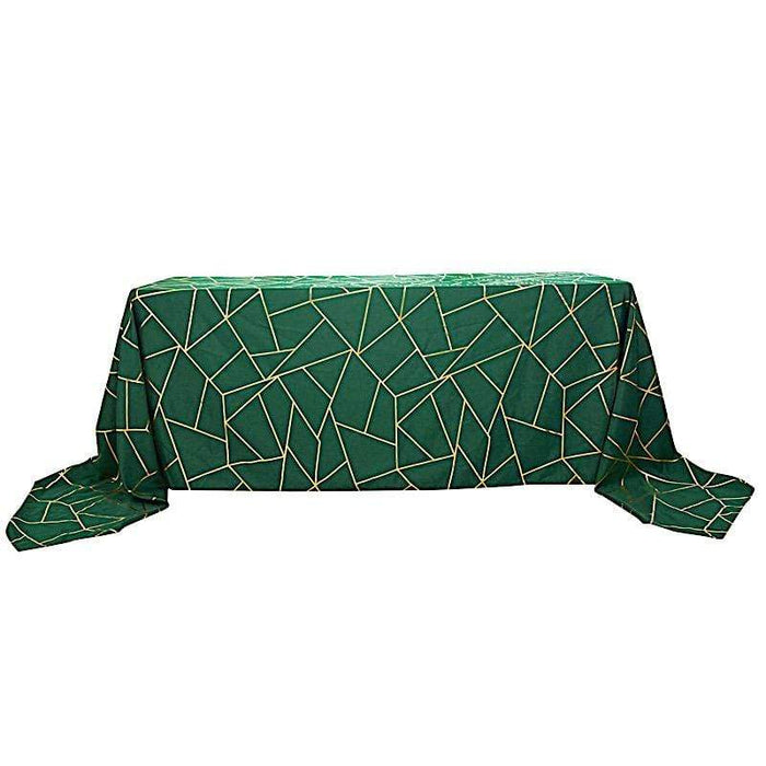 90"x132" Polyester Rectangular Tablecloth with Metallic Geometric Pattern TAB_FOIL_90132_HUNT_G