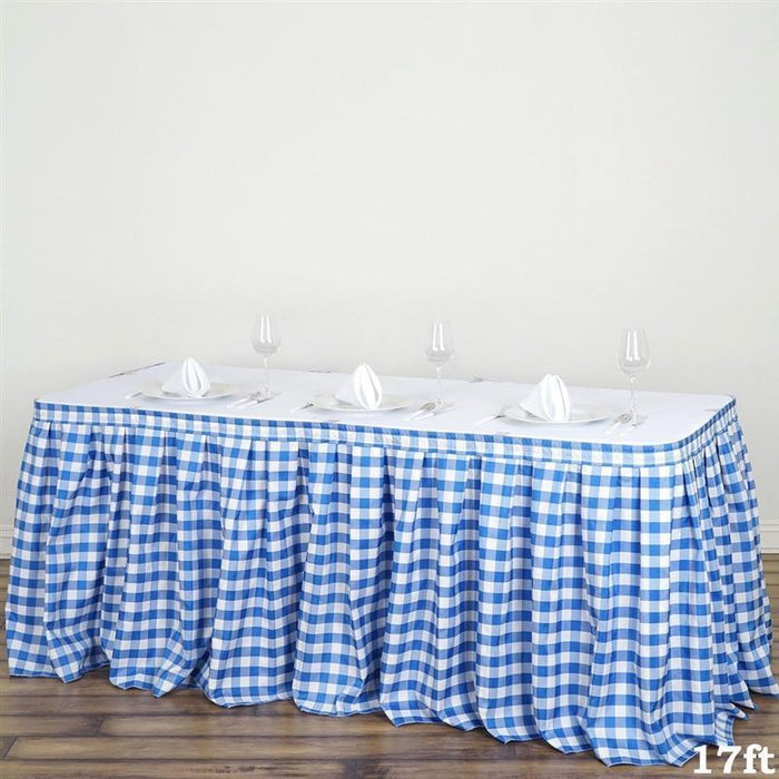 Checkered Gingham Polyester Table Skirt SKT_CHK_BLUE_17