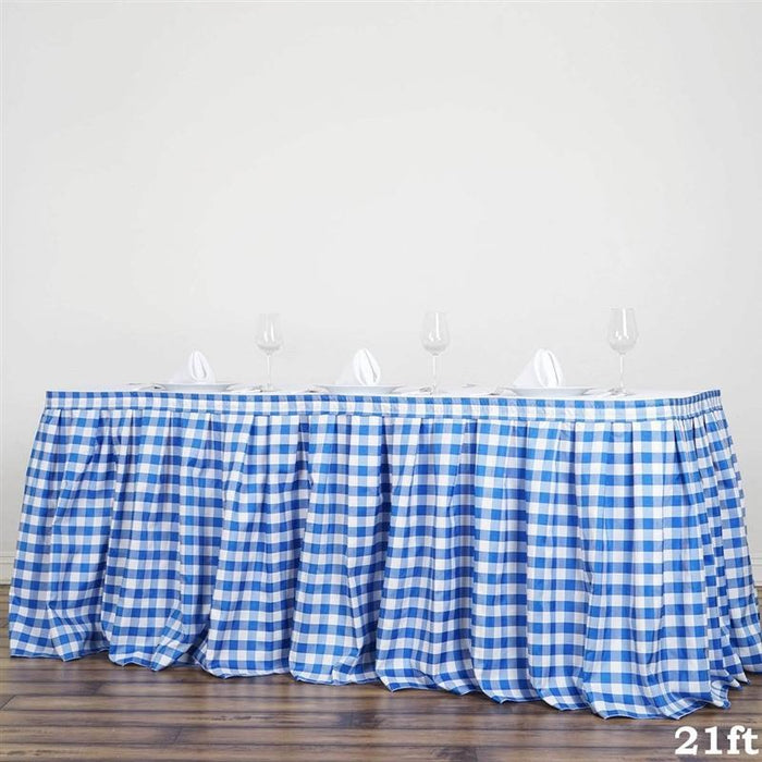 Checkered Gingham Polyester Table Skirt SKT_CHK_BLUE_21