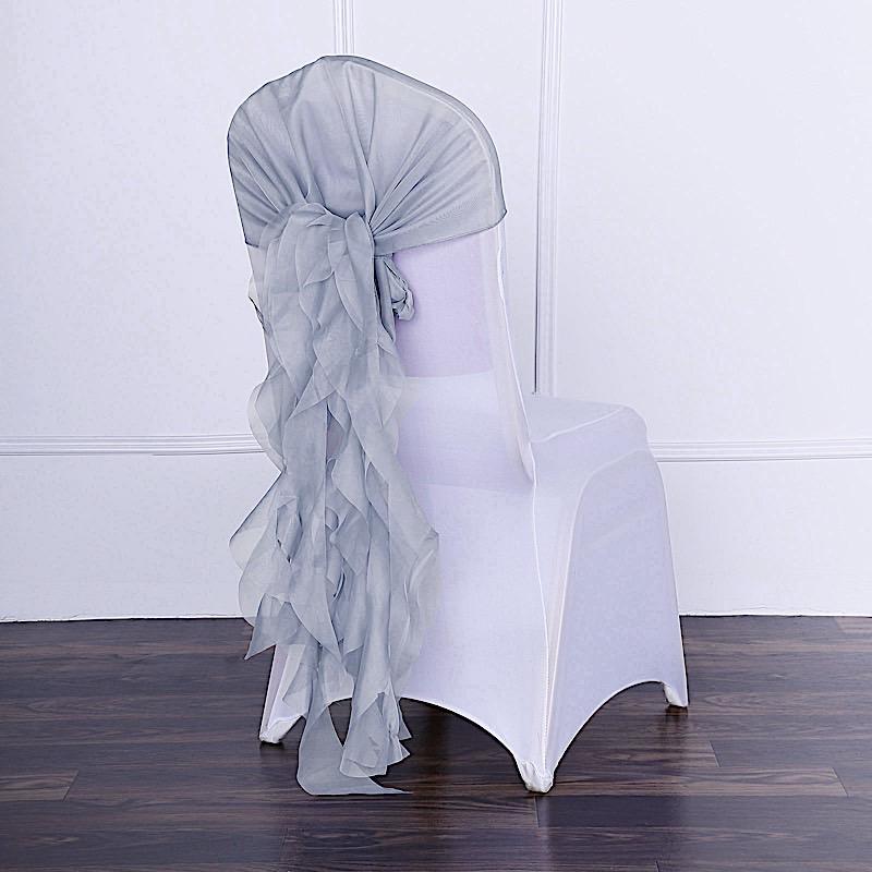 Chiffon Curly Chair Sash Bows Ties Wedding Decorations