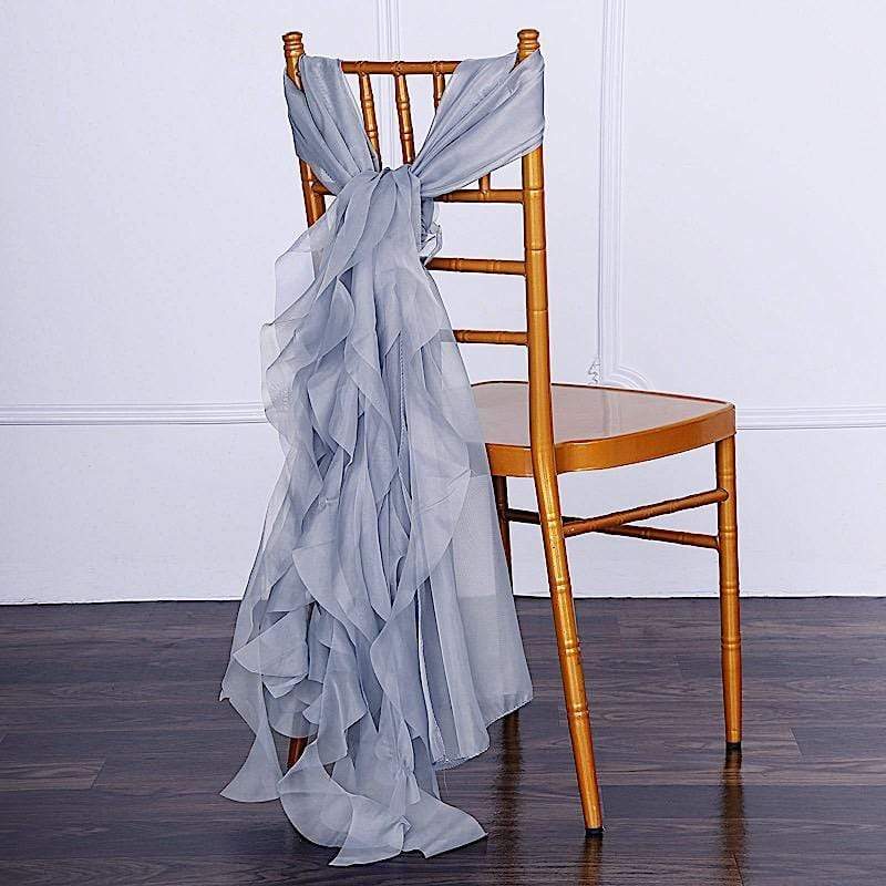 Chiffon Curly Chair Sash Bows Ties Wedding Decorations