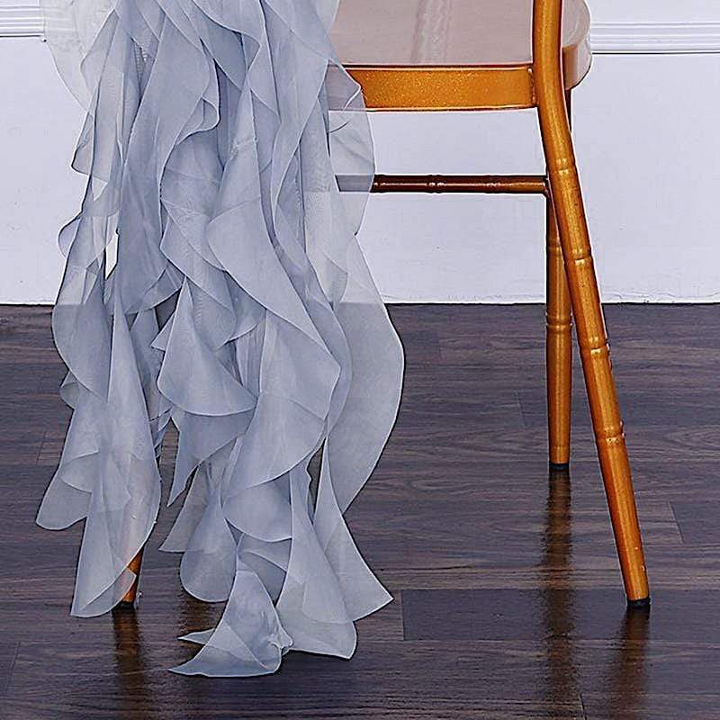 Chiffon Curly Chair Sash Bows Ties Wedding Decorations