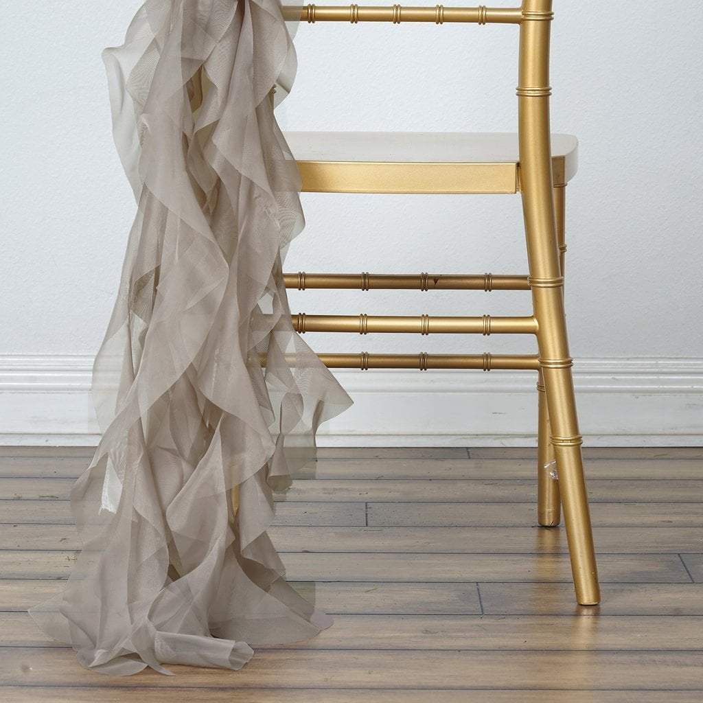 Chiffon Curly Chair Sash Bows Ties Wedding Decorations