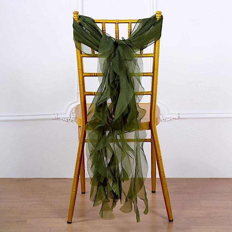 Chiffon Curly Chair Sash Bows Ties Wedding Decorations