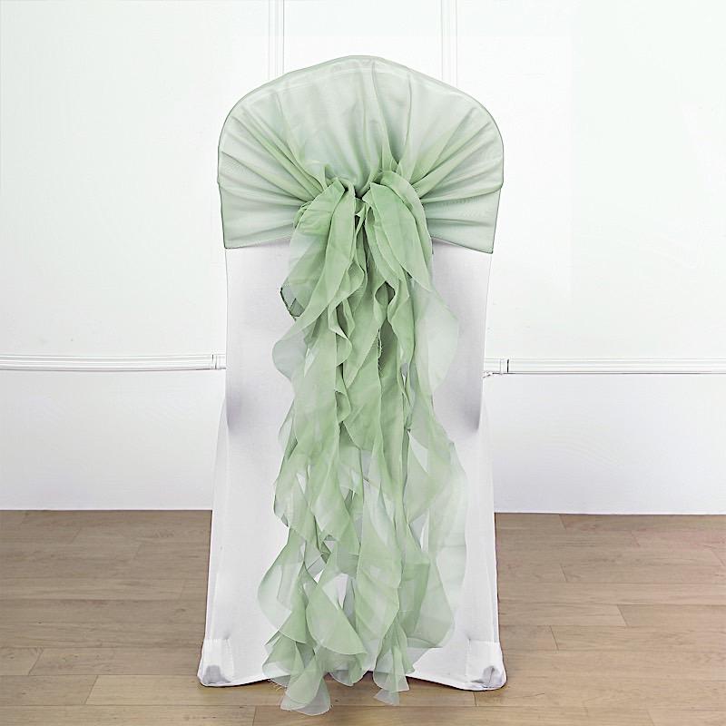 Chiffon Curly Chair Sash Bows Ties Wedding Decorations