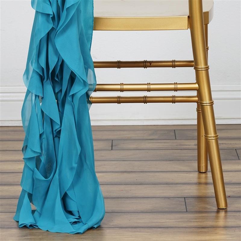 Chiffon Curly Chair Sash Bows Ties Wedding Decorations