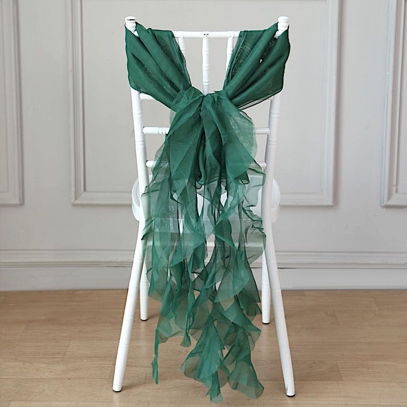Chiffon Curly Chair Sash Bows Ties Wedding Decorations
