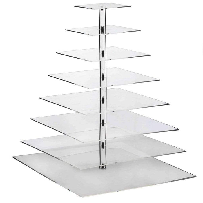 Clear Premium Square Acrylic Crystal Cupcake Stand CAKE_STND_S8