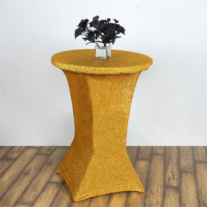 Cocktail Fitted Spandex Table Top Cover Metallic