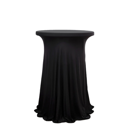 Cocktail Table Cover Natural Wavy Drapes Spandex Tablecloth TAB_COCK_SPX01_BLK