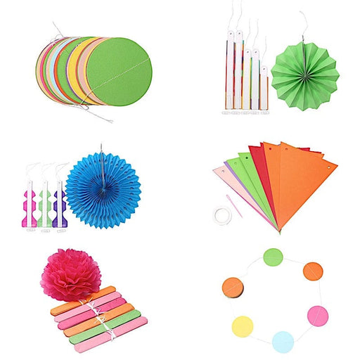 Paper Fans and Garlands with Pom Pom Flowers Backdrop Decorations - Assorted PAP_FAN_012_FSTA