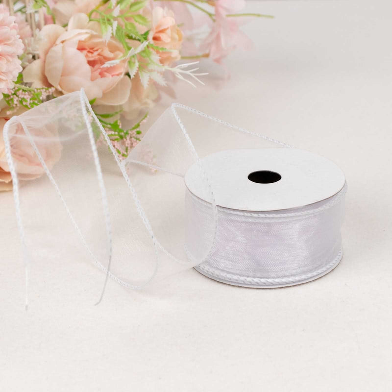1 1/2" x 10 yards Wired Organza Ribbon RIB_WIRE_15_WHT
