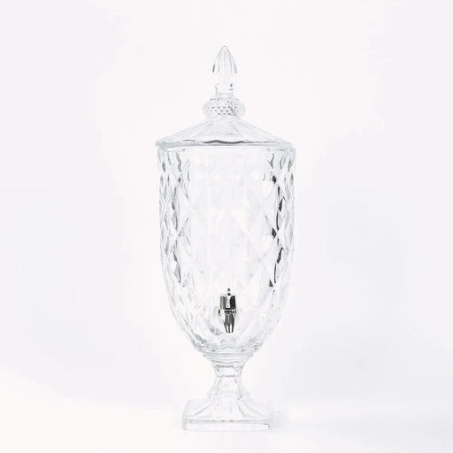 1.3 Gallon Round Ribbed Glass Beverage Dispenser with Spigot - Clear DISP_GLAS06_1G_CLR