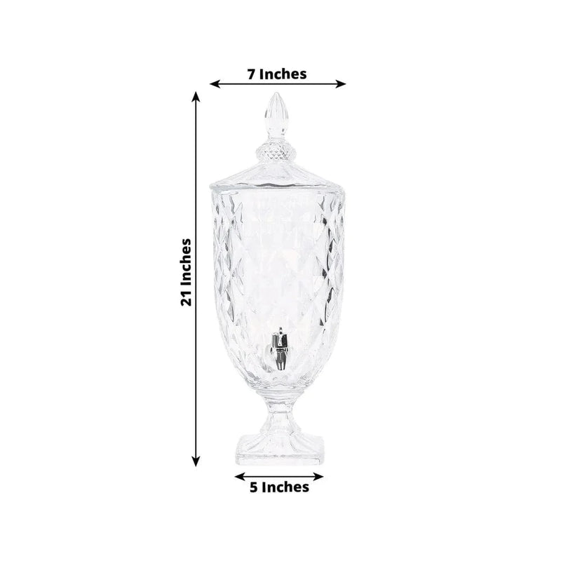 1.3 Gallon Round Ribbed Glass Beverage Dispenser with Spigot - Clear DISP_GLAS06_1G_CLR