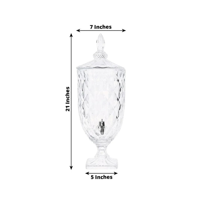 1.3 Gallon Round Ribbed Glass Beverage Dispenser with Spigot - Clear DISP_GLAS06_1G_CLR