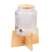 1.3 Gallons Ribbed Glass Beverage Dispenser with Spigot - Clear DISP_GLAS03_1G_CLR